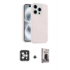 MARSİLYAN™- iPhone 15 Pro Max Kılıf Yankı Form Serisi - Siyah Bilvis Hayalet Cam Ekran Koruyucu + PVD Metal Kamera Lens - GI