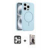 MARSİLYAN™- iPhone 15 Pro Max Kılıf Yankı Form Serisi - Siyah Bilvis Hayalet Cam Ekran Koruyucu + PVD Metal Kamera Lens - GS