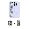 MARSİLYAN™- iPhone 15 Pro Max Kılıf Yankı Form Serisi - Siyah Bilvis Hayalet Cam Ekran Koruyucu + PVD Metal Kamera Lens - GS