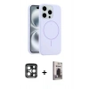 MARSİLYAN™- iPhone 15 Pro Max Kılıf Yankı Form Serisi - Siyah Bilvis Hayalet Cam Ekran Koruyucu + PVD Metal Kamera Lens - LT