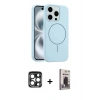 MARSİLYAN™- iPhone 15 Pro Max Kılıf Yankı Form Serisi - Siyah Bilvis Hayalet Cam Ekran Koruyucu + PVD Metal Kamera Lens - LT