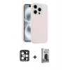 MARSİLYAN™- iPhone 15 Pro Max Kılıf Yankı Form Serisi - Siyah Bilvis Hayalet Cam Ekran Koruyucu + PVD Metal Kamera Lens - LT
