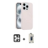 MARSİLYAN™- iPhone 15 Pro Max Kılıf Yankı Form Serisi - Siyah Bilvis Hayalet Cam Ekran Koruyucu + PVD Metal Kamera Lens - GS