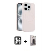 MARSİLYAN™- iPhone 15 Pro Max Kılıf Yankı Form Serisi - Siyah Bilvis Hayalet Cam Ekran Koruyucu + PVD Metal Kamera Lens - GS