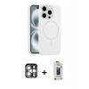 MARSİLYAN™- iPhone 15 Pro Max Kılıf Yankı Form Serisi - Siyah Bilvis Hayalet Cam Ekran Koruyucu + PVD Metal Kamera Lens - GS