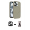 MARSİLYAN™- iPhone 15 Pro Max Kılıf Yankı Form Serisi - Siyah Bilvis Hayalet Cam Ekran Koruyucu + PVD Metal Kamera Lens - SH