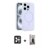 MARSİLYAN™- iPhone 15 Pro Max Kılıf Yankı Form Serisi - Siyah Bilvis Hayalet Cam Ekran Koruyucu + PVD Metal Kamera Lens - SH