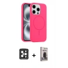 MARSİLYAN™- iPhone 15 Pro Max Kılıf Yankı Form Serisi - Siyah Bilvis Hayalet Cam Ekran Koruyucu + PVD Metal Kamera Lens - SH