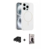 MARSİLYAN™- iPhone 15 Pro Max Kılıf Yankı Form Serisi - Siyah Bilvis Hayalet Cam Ekran Koruyucu + Raze Metal Kamera Lens - TMGI