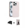 MARSİLYAN™- iPhone 15 Pro Max Kılıf Yankı Form Serisi - Siyah Bilvis Hayalet Cam Ekran Koruyucu + Raze Metal Kamera Lens - TMGI