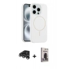 MARSİLYAN™- iPhone 15 Pro Max Kılıf Yankı Form Serisi - Siyah Bilvis Hayalet Cam Ekran Koruyucu + Raze Metal Kamera Lens - GS