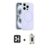 MARSİLYAN™- iPhone 15 Pro Max Kılıf Yankı Form Serisi - Siyah Bilvis Hayalet Cam Ekran Koruyucu + Siyah PVD Metal Kamera Lens