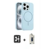 MARSİLYAN™- iPhone 15 Pro Max Kılıf Yankı Form Serisi - Siyah Bilvis Hayalet Cam Ekran Koruyucu + Siyah PVD Metal Kamera Lens