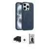 MARSİLYAN™- iPhone 15 Pro Max Kılıf Yankı Form Serisi - Siyah Bilvis Hayalet Cam Ekran Koruyucu + Siyah Raze Metal Kamera Lens