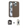 MARSİLYAN™- iPhone 15 Pro Max Kılıf Yankı Form Serisi - Siyah Bilvis Hayalet Cam Ekran Koruyucu + PVD Metal Kamera Lens - TU