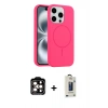 MARSİLYAN™- iPhone 15 Pro Max Kılıf Yankı Form Serisi - Siyah Bilvis Hayalet Cam Ekran Koruyucu + PVD Metal Kamera Lens - TU