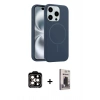 MARSİLYAN™- iPhone 15 Pro Max Kılıf Yankı Form Serisi - Siyah Bilvis Hayalet Cam Ekran Koruyucu + PVD Metal Kamera Lens - TU