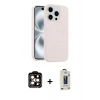 MARSİLYAN™- iPhone 15 Pro Max Kılıf Yankı Form Serisi - Siyah Bilvis Hayalet Cam Ekran Koruyucu + PVD Metal Kamera Lens - TU