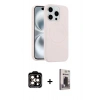 MARSİLYAN™- iPhone 15 Pro Max Kılıf Yankı Form Serisi - Siyah Bilvis Hayalet Cam Ekran Koruyucu + PVD Metal Kamera Lens - TU