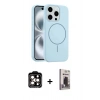MARSİLYAN™- iPhone 15 Pro Max Kılıf Yankı Form Serisi - Siyah Bilvis Hayalet Cam Ekran Koruyucu + PVD Metal Kamera Lens - TU