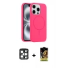 MARSİLYAN™- iPhone 15 Pro Max Kılıf Yankı Form Serisi - Siyah Buffer Cam Ekran Koruyucu + PVD Metal Kamera Lens - LT