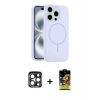MARSİLYAN™- iPhone 15 Pro Max Kılıf Yankı Form Serisi - Siyah Buffer Cam Ekran Koruyucu + PVD Metal Kamera Lens - LT