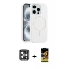 MARSİLYAN™- iPhone 15 Pro Max Kılıf Yankı Form Serisi - Siyah Buffer Cam Ekran Koruyucu + PVD Metal Kamera Lens - SH