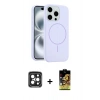 MARSİLYAN™- iPhone 15 Pro Max Kılıf Yankı Form Serisi - Siyah Buffer Cam Ekran Koruyucu + PVD Metal Kamera Lens - SH