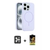 MARSİLYAN™- iPhone 15 Pro Max Kılıf Yankı Form Serisi - Siyah Buffer Cam Ekran Koruyucu + PVD Metal Kamera Lens - GI