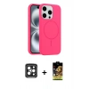 MARSİLYAN™- iPhone 15 Pro Max Kılıf Yankı Form Serisi - Siyah Buffer Cam Ekran Koruyucu + PVD Metal Kamera Lens - SH