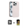 MARSİLYAN™- iPhone 15 Pro Max Kılıf Yankı Form Serisi - Siyah Buffer Cam Ekran Koruyucu + PVD Metal Kamera Lens - SH
