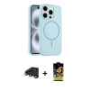MARSİLYAN™- iPhone 15 Pro Max Kılıf Yankı Form Serisi - Siyah Buffer Cam Ekran Koruyucu + Raze Metal Kamera Lens - TMGI