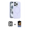 MARSİLYAN™- iPhone 15 Pro Max Kılıf Yankı Form Serisi - Siyah Buffer Hayalet Cam Ekran Koruyucu + PVD Metal Kamera Lens - LT