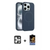 MARSİLYAN™- iPhone 15 Pro Max Kılıf Yankı Form Serisi - Siyah Buffer Hayalet Cam Ekran Koruyucu + PVD Metal Kamera Lens - GS