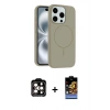 MARSİLYAN™- iPhone 15 Pro Max Kılıf Yankı Form Serisi - Siyah Buffer Hayalet Cam Ekran Koruyucu + PVD Metal Kamera Lens - TU