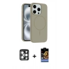MARSİLYAN™- iPhone 15 Pro Max Kılıf Yankı Form Serisi - Siyah Buffer Hayalet Cam Ekran Koruyucu + PVD Metal Kamera Lens - LT