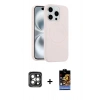 MARSİLYAN™- iPhone 15 Pro Max Kılıf Yankı Form Serisi - Siyah Buffer Hayalet Cam Ekran Koruyucu + PVD Metal Kamera Lens - GI