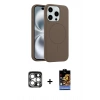 MARSİLYAN™- iPhone 15 Pro Max Kılıf Yankı Form Serisi - Siyah Buffer Hayalet Cam Ekran Koruyucu + PVD Metal Kamera Lens - GS