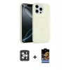 MARSİLYAN™- iPhone 15 Pro Max Kılıf Yankı Form Serisi - Siyah Buffer Hayalet Cam Ekran Koruyucu + PVD Metal Kamera Lens - GI