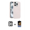MARSİLYAN™- iPhone 15 Pro Max Kılıf Yankı Form Serisi - Siyah Buffer Hayalet Cam Ekran Koruyucu + PVD Metal Kamera Lens - GS