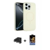 MARSİLYAN™- iPhone 15 Pro Max Kılıf Yankı Form Serisi - Siyah Buffer Hayalet Cam Ekran Koruyucu + Raze Metal Kamera Lens - TMGI
