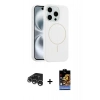 MARSİLYAN™- iPhone 15 Pro Max Kılıf Yankı Form Serisi - Siyah Buffer Hayalet Cam Ekran Koruyucu + Raze Metal Kamera Lens - GS