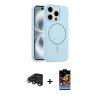 MARSİLYAN™- iPhone 15 Pro Max Kılıf Yankı Form Serisi - Siyah Buffer Hayalet Cam Ekran Koruyucu + Raze Metal Kamera Lens - LT