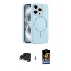 MARSİLYAN™- iPhone 15 Pro Max Kılıf Yankı Form Serisi - Siyah Buffer Hayalet Cam Ekran Koruyucu + Raze Metal Kamera Lens - TMGI