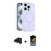 MARSİLYAN™- iPhone 15 Pro Max Kılıf Yankı Form Serisi - Siyah Buffer Hayalet Cam Ekran Koruyucu + Raze Metal Kamera Lens - SH