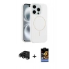 MARSİLYAN™- iPhone 15 Pro Max Kılıf Yankı Form Serisi - Siyah Buffer Hayalet Cam Ekran Koruyucu + Raze Metal Kamera Lens - SH