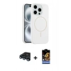 MARSİLYAN™- iPhone 15 Pro Max Kılıf Yankı Form Serisi - Siyah Buffer Hayalet Cam Ekran Koruyucu + Raze Metal Kamera Lens - LT
