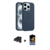 MARSİLYAN™- iPhone 15 Pro Max Kılıf Yankı Form Serisi - Siyah Buffer Hayalet Cam Ekran Koruyucu + Raze Metal Kamera Lens - GS