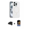 MARSİLYAN™- iPhone 15 Pro Max Kılıf Yankı Form Serisi - Siyah Buffer Hayalet Cam Ekran Koruyucu + Raze Metal Kamera Lens - TMGI