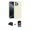 MARSİLYAN™- iPhone 15 Pro Max Kılıf Yankı Form Serisi - Siyah Buffer Hayalet Cam Ekran Koruyucu + Raze Metal Kamera Lens - SH